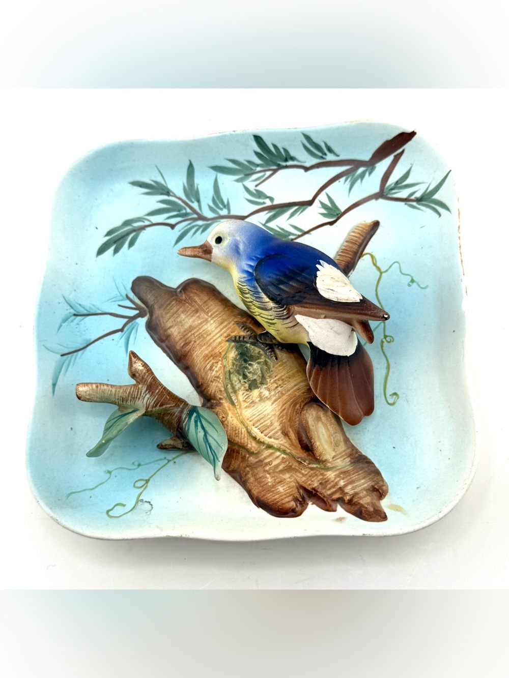 Vintage 3D ceramic bird wall plaque